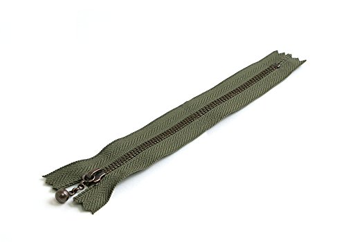 Y.K.K 玉付ファスナー 35cm 10本入 モスグリーン 3GKB35-566
