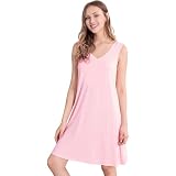 WiWi Women's Bamboo Viscose Nightgown - Sleeveless Sleep Shirt Plus Size Nightdress (Iron Grey, 3X) - View #10