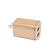 Tranesca Dual USB Port Travel Wall Charger with Foldable Plug Compatible with Battery Charger, Power Bank, MP3 Player, iPhone XS/XR/X/8/7/6S/Plus,Samsung and More-Gold