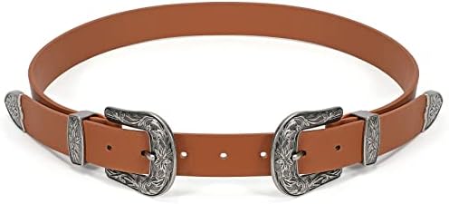 Vintage Western Leather Belt Retro Cowgirl Adjustable Double Buckle Classic WHIPPY Vintage Western Leather Belt for Women Double Buckle  main image 4