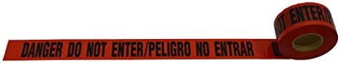 Petra Roc BTBL-DANGER Barricade Tape 2 Mil 3" x 1000' Red/Black Printing, Bilingual Danger DO NOT ENTER/PELIGRO No Entrar, Red