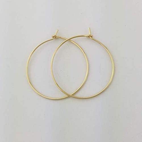 Thin Solid 14k Gold Hoop Earrings, 20g (.8 mm) wire Handmade