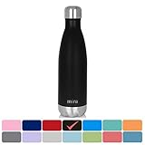 MIRA Vacuum Insulated Travel Water Bottle | Leak-proof Double Walled Stainless Steel Cola Shape Bottle | Keeps Drink Hot & Cold | 17 Oz (500 ml) | Compare to S'well, Hydro Flask, Camelbak | Black