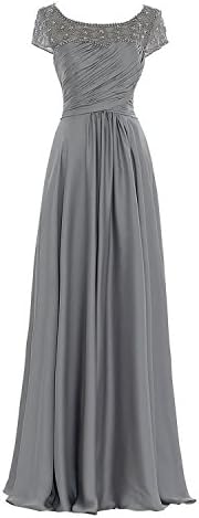 Factoryoffers Mother Of The Bride Long A line prom dress AM5, Grey, 6