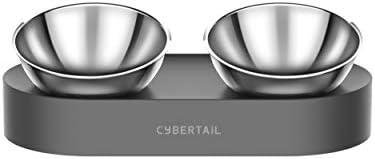 PETKIT CYBERTAIL Elevated Dog Cat Bowls with 2 Stainless Steel Bowls, 15° Tilted Raised Cat Food and Water Bowls, Stress Free Food Grade Material, Nonslip No Spill Pet Feeding Bowls