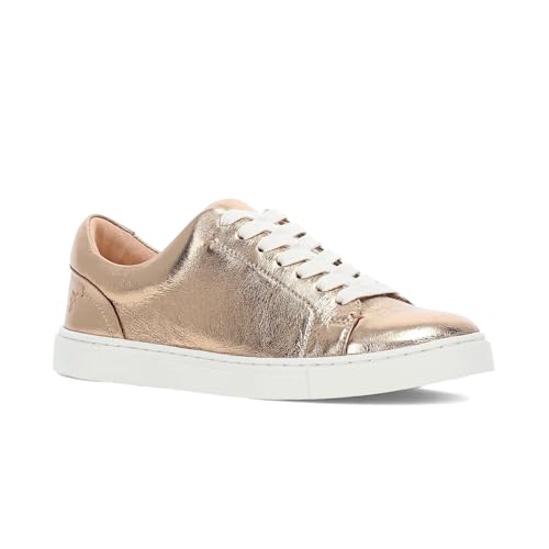 Frye Ivy Low Lace Sneakers for Women Crafted from Soft, Vintage Italian Leather with Removable Molded Footbed, Leather Lining, and Contrast White Rubber Outsoles, Dark Gold - 6.5M at Amazon