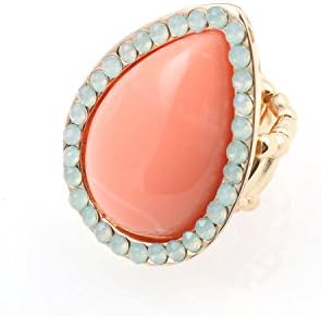 Jess Jewel stretch teardrop shape ring coral
