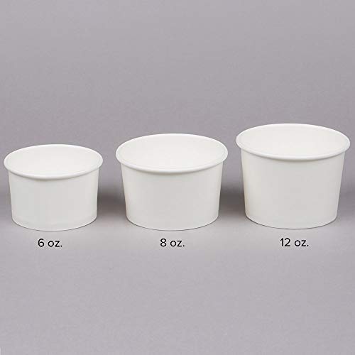 MM Foodservice White Paper Ice Cream Cups, Disposable Paper Frozen Yogurt Cups, Leak Resistant Paper Cups (25, 12-Ounce) - Thumbnail 2