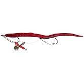 Creme Lure Pre-Rigged Weedless 6" Clear Red Scoundrel Bass Fishing Worm.