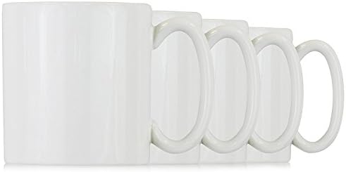 Hikari 20oz Extra Large White Coffee Tea Mugs. Classic Style Heavy Duty Mugs Made in USA w/Large Handles, Set of 4