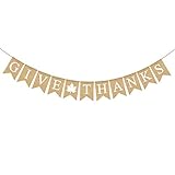 Rainlemon Give Thanks Burlap Garland Bunting Banner Happy Thanksgiving Day Party Home Decoration