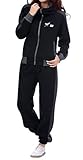 X-2 Women Athletic Full Zip Fleece Tracksuit Jogging Sweatsuit Activewear Hooded Top