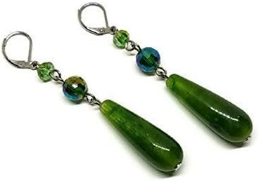 Green Jade Crystal Earrings