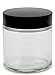 Vivaplex, 12, Clear, 4 oz, Round Glass Jars, with Inner Liners and black Lids