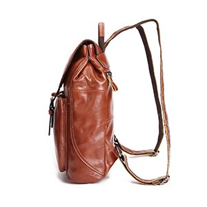 Vintage Backpacks Ladies Cow Leather Front Buckle Closure Bags Brown