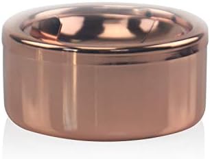 FENGDING Stainless Steel Windproof Cigarette Ashtray, Diameter 4.72'' Double-Open Ashtray for Cigarette Ash Loading, Creative Personality for Home, Bar, Garden, Color Rose Gold…