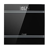 RIVIO Digital Body Weight Bathroom Scale with Step-On Technology and Large LCD Backlight Dispaly,6mm Tempered Glass, High Precision Measurements,440 Pounds,Black