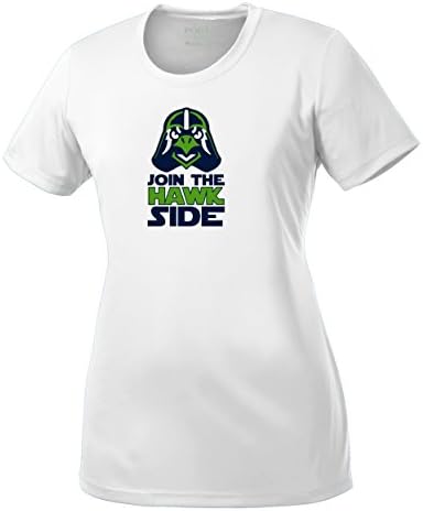 Join the Hawk Side | Womens Fashion Active DryZone Moisture Wicking Graphic T-Shirt Tee, White, X-Large