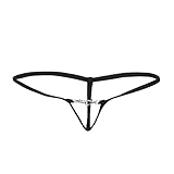 FEESHOW Men's Lobster Clasps Open Front Hole G String Thongs Underwear T Back Black One Size