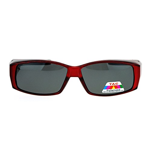 SA106 Unisex Polarized Rectangular 55mm Over the Glasses Fit Over Sunglasses Red