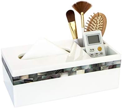 LNNA Dressing Table Resin Tissue Box Holder Inlaid with Black Shell Magnet Adsorption Bottom Multi-Function Waterproof Bathroom Tissue Organization (Size : 26x13x9cm)
