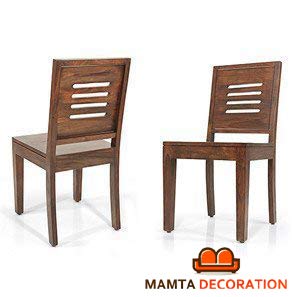 Mamta Decoration Solid Sheesham Wood Dining/Balcony Chairs for Home and Office | Teak Finish | Set of 2