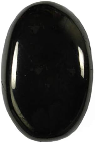 (1) Jet Palm Size Crystal Worry Stone with Description Card