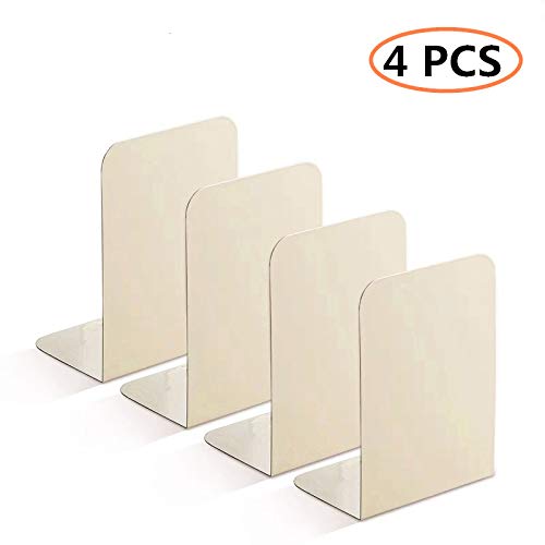 CY craft 4 Pieces Metal Bookends,Non-Skid Heavy Duty Book Ends,Bookends for Shelves,Office Book Holder and Book Stopper for Books/Movies/CDs,Apricot Color,8.1X5.3X3.95 Inch - Thumbnail 6