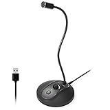 USB Computer Microphone with Mute Button,Plug&Play Condenser,Desktop, PC, Laptop, Mac, PS4 Mic LED Indicator -360 Gooseneck Design -Recording, Dictation, YouTube, Gaming, Streaming (Omnidirectional)