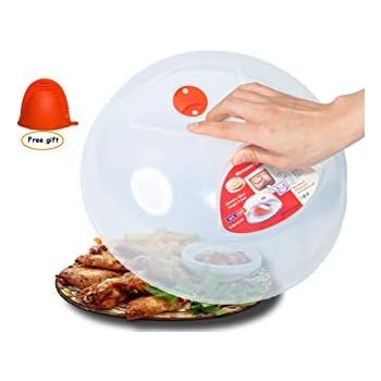 Large Microwave Plate Cover Easy Grip Microwave Splatter Guard Lid With Steam Vent and BPA Free & 11.5 Inch, Dishwasher Safe