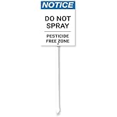 Bidesign (8X12) IN Notice Do Not Spray Pesticide Free Zone Metal Lawn Sign Stand Yard Sign With Metal Stakes Kit Outside Garden Grass Farm Signs Outdoor Decorations