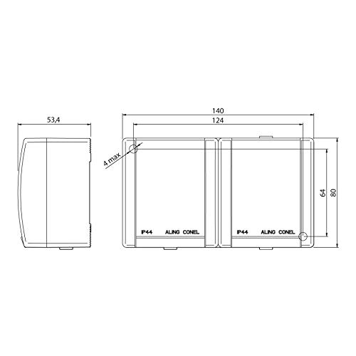 ALING-CONEL 2-fach Aufputz Schutzkontakt Steckdose mit Klappdeckel 16A/250V~ / IP44 - Grau (10er Set) – Bild 5