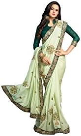 Indian Ethnic Wear Designer Exclusive Green Color Free Blouse Saree