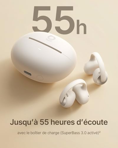 Baseus MC2 Clip-On Free Ear Headphones with CloudComfort 2.0, Hi-Res Audio, LDAC, SuperBass 3.0, Bluetooth 6.0, 4 Mic with AI for Innodal Calls, 55 Hours of Battery Life, IP67, Lightweight 5g