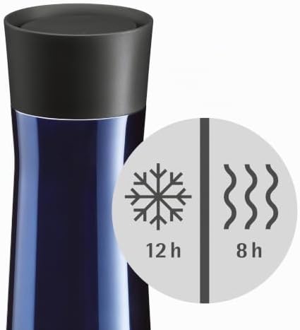 Impulse Thermos - Chávena térmica, aço inoxidável, 350 ml, com fecho automático, abertura a 360°, mantém as bebidas quentes durante 8 horas ou frias durante 12 horas, cor azul