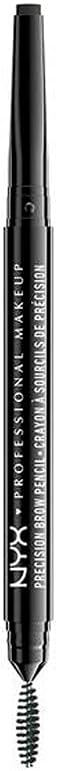 NYX Precision Brow Pencil Dual Ended Flat Tip Spoolie Charcoal Black