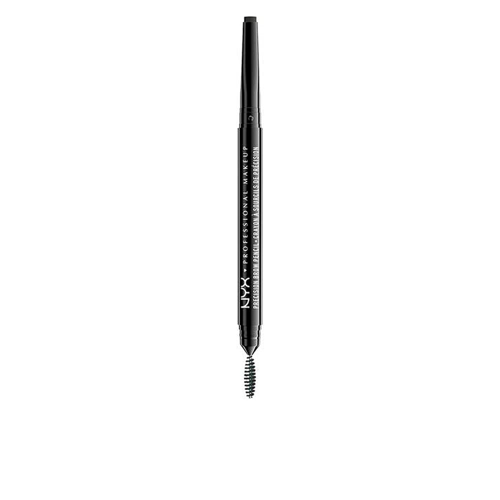 NYX Professional Makeup Precision Brow Pencil, Dual Ended with Flat Tip Pencil and Spoolie Brush, Vegan Formula, Shade: Black