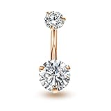 Belly Button Rings Round Cubic Zirconia Navel Barbell Stud Body Piercing