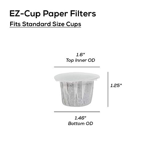 Perfect Pod EZCup Paper Coffee Filters with Patented Lid for Single