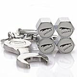 NEW Jaguar Tire Valve Caps set of 4 with Bonus Wrench Keychain Key Ring - White