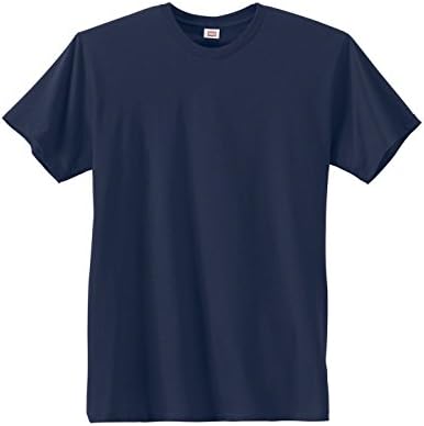 Hanes Adult Contemporary Fitted narrower Ribbed Collar Ring Spun Nano T Shirt, Navy, X-Large