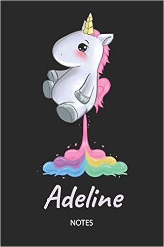 Amazon Com Adeline Notes Noms Personnalise Carnet De Notes Journal Pour Les Filles Et Les Femmes Kawaii Licorne Petant Arc En Ciel Accessoires De Licorne Original Anniversaire Femme French Edition Publishing