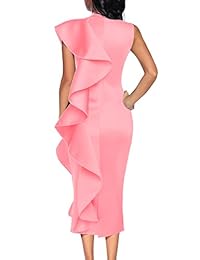 Vestido de fiesta para mujer, sin mangas, con volantes, para cóctel