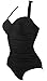 COCOSHIP 50s Solid Black Elegant Retro Vintage One Piece Swimwear Swimsuits 5XL(US16)