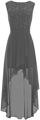CladiyaDress Women A Line Lace Hi-lo Bridesmaid Party Dress C085LF Dark Grey US2