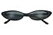 Mini Vintage Retro Extra Narrow Oval Round Skinny Cat Eye Sun Glasses Clout Goggles (Black Frame | Black)
