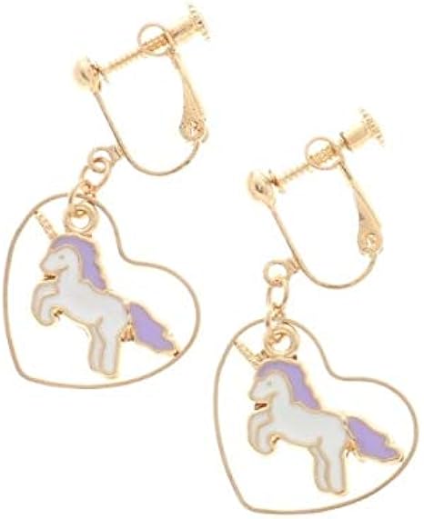 Amazon Co Jp ピンクラテ ユニコーンイヤリング ライトパープル 081 00 服 ファッション小物