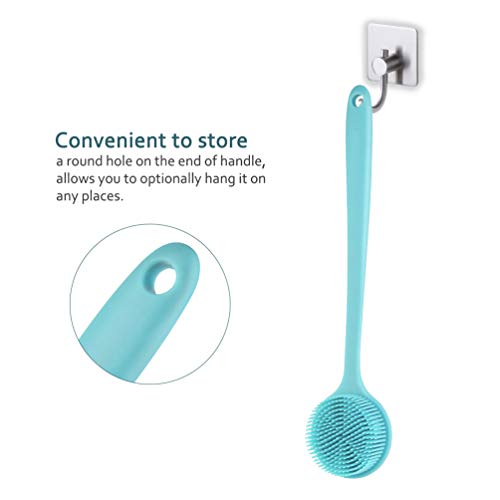 Silicone Shower Body Brush Practical Bath Brush Multi-Functional Shower Body Brush Powerful Cleaning Scrubber with Ultra-Soft Bristles and Long Handle, Blue