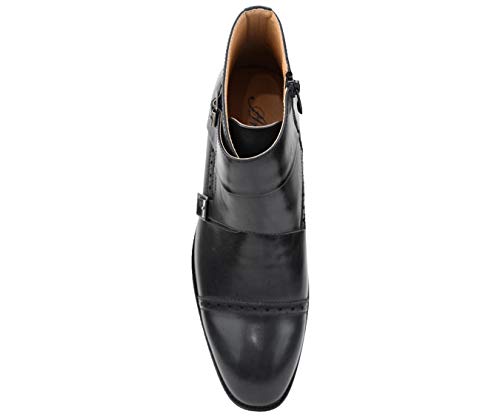 Amali Caper - Mens Dress and Casual Boots, Demi Boot, Cap-Toe Monk Strap Ankle Boot, Inside Zipper, Color Black - Size 9 - Thumbnail 2
