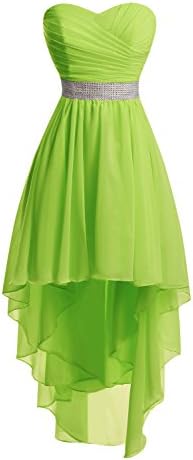 Chengzhong Sun Women High Low Lace Up Prom Party Homecoming Dresses (US 12 , Lime Green)